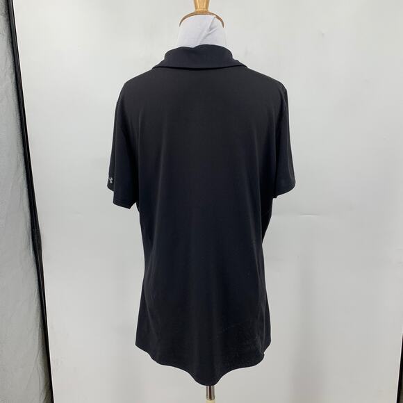 Under Armour Shirt Women L Large Black 4 Button Placket Short Sleeve Polo Collar - Picture 5 of 9